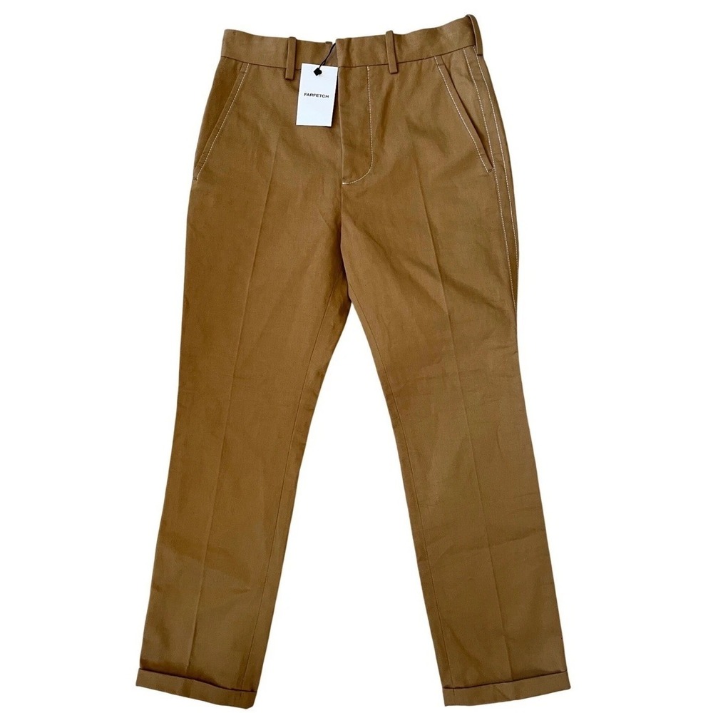 NEW! Marni Camel Organic Drill Contrast Stitch Trousers Pants IT 36 PAMAR09M00